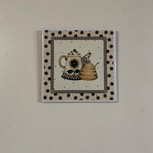 Decorative Teapot Coaster/Wall Decor. Ceramic & Cork Backing